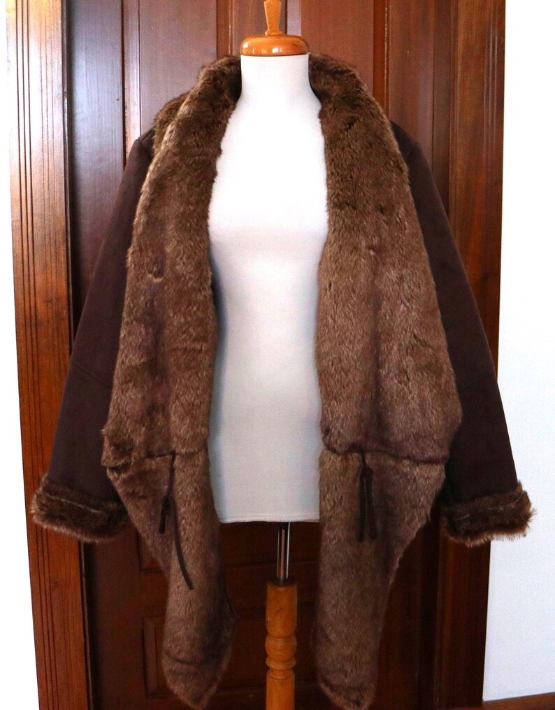 Faux Suede/Fur Jacket in Chocolate Brown - Size -20W Excellent Condition image 5