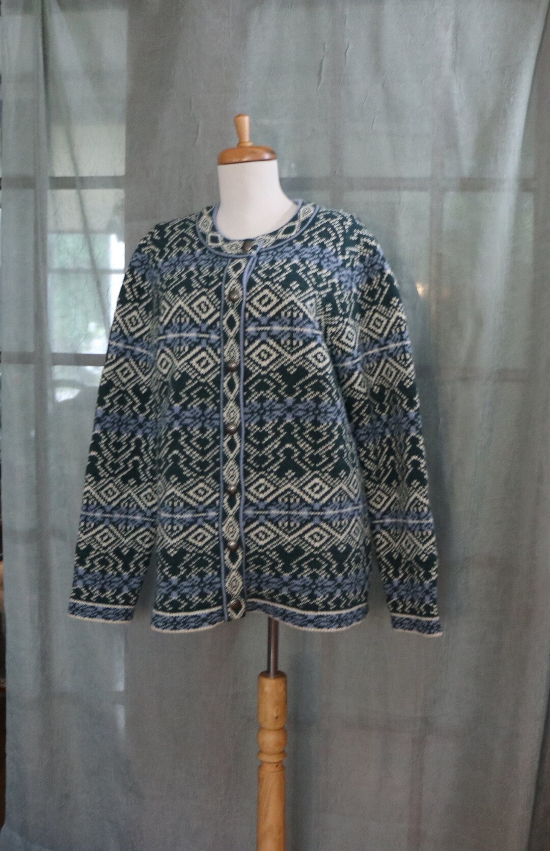 LL Bean Kingfield Sweater/cardigan in Spruce With Tags 1990s Size XL ...