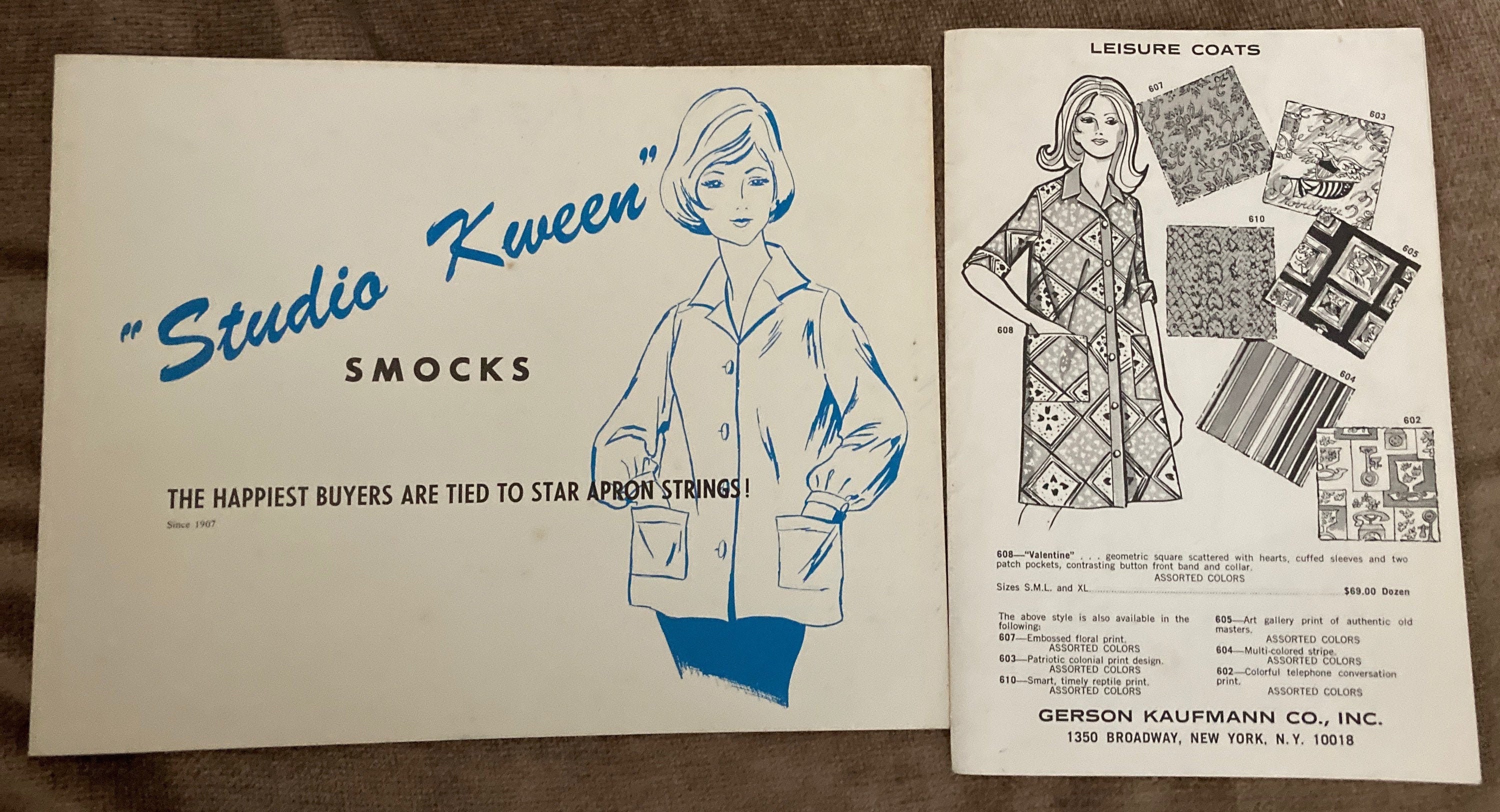1960's Nursing Smock and Cap Brochures, new-originally sent to Shepard Dept. Store in Providence, RI