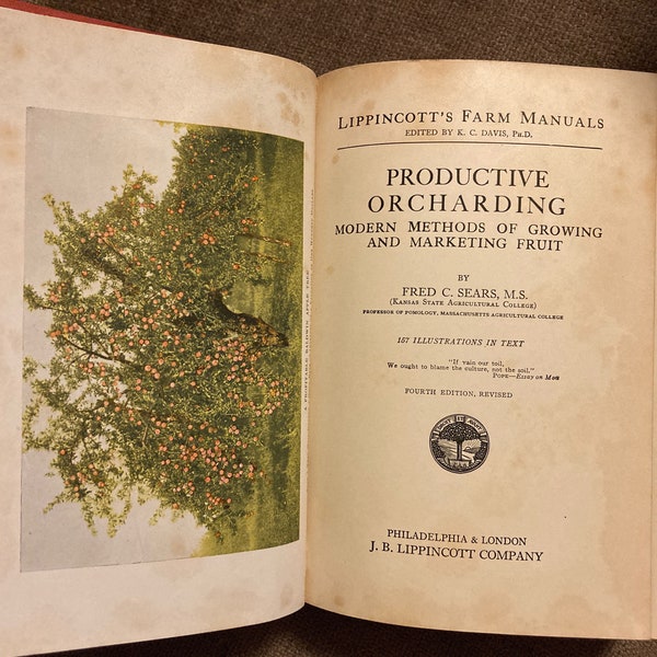 1927 Lippincotts Farm Manuals Productive Orcharding by Fred C. Sears, M.S.