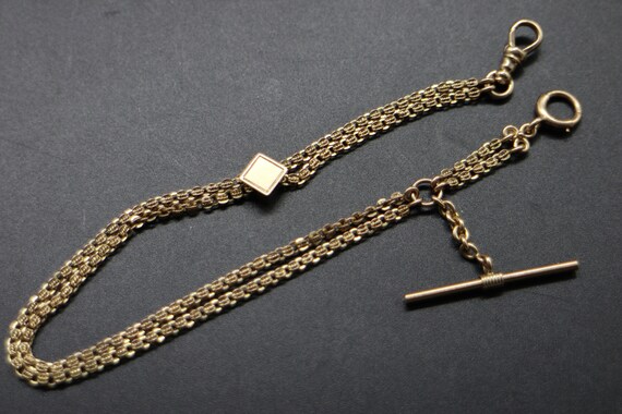 14Kt Gold Pocket Watch Chain with Slide, T-Bar an… - image 3