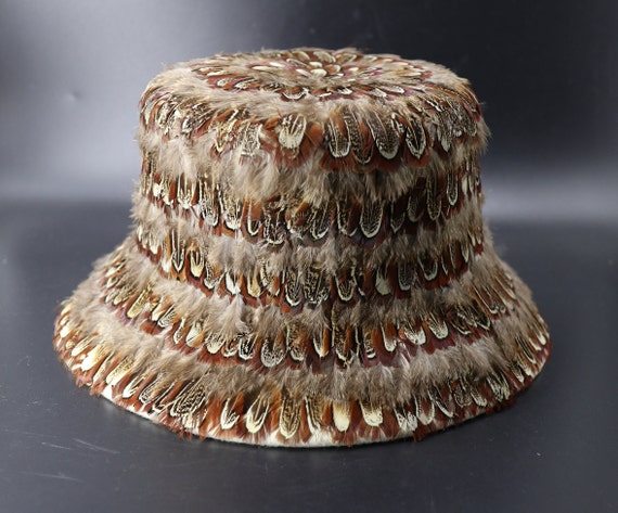 Feather Bucket Hat 1950s Vintage - Etsy display picture 1