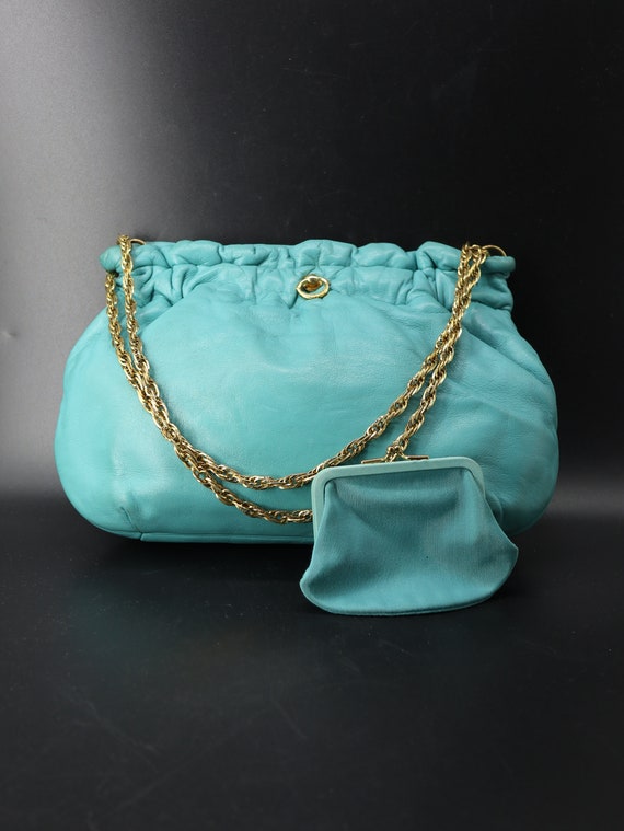 Morris Moskowitz Aqua Blue Pocketbook 1960s Vinta… - image 1