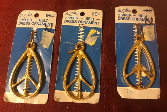 Le Chic Zipper Belt Dress Ornament/Pull lot of 3 - image 1