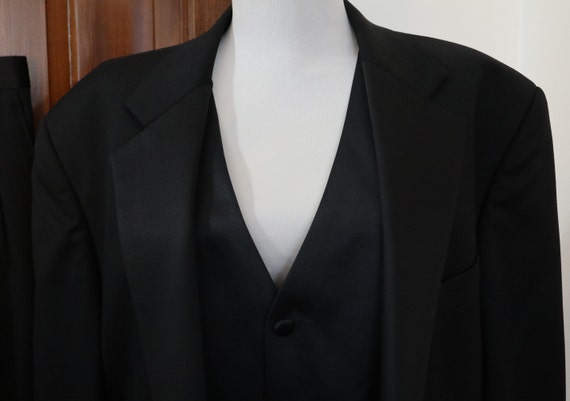Three Piece Black Tuxedo Tallia Uomo Worsted Wool… - image 2