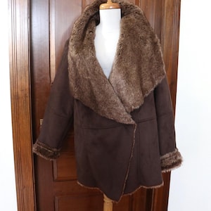 Faux Suede/Fur Jacket in Chocolate Brown - Size -20W Excellent Condition