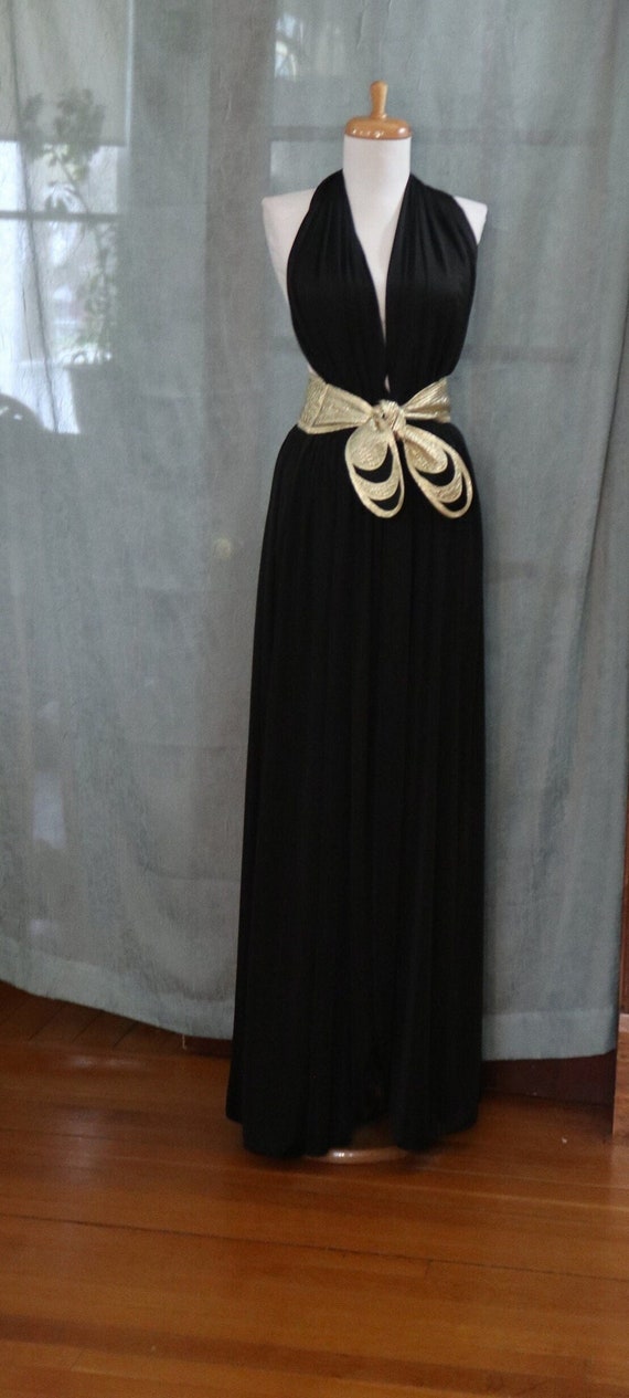 Black & Gold Lame Gown w/Tags - Size 12 - 1979- St