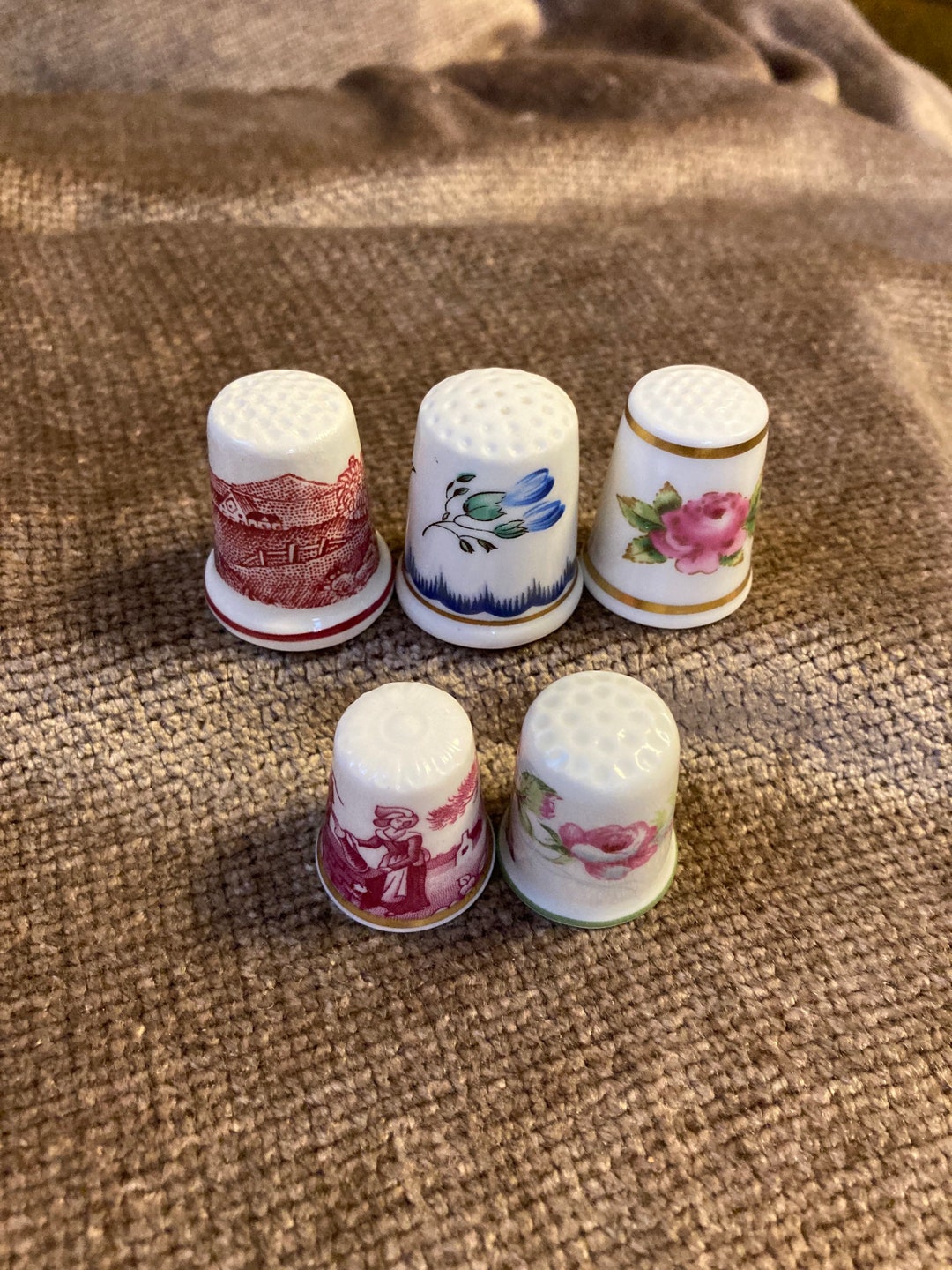 Five Assorted Porcelain Thimbles Etsy