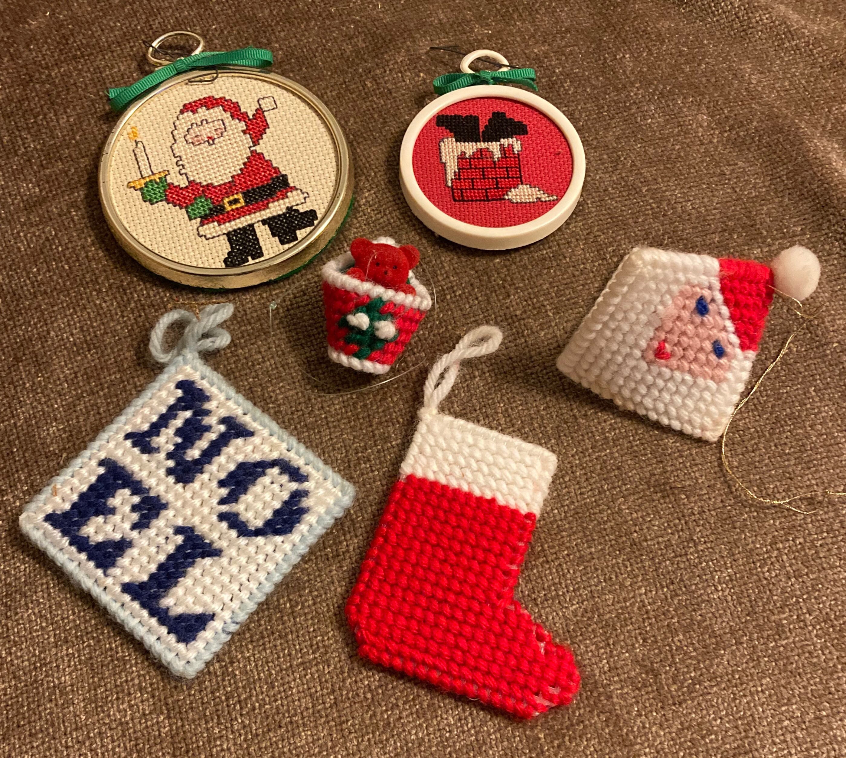 Vintage Cross Stitch Christmas Ornaments - Lot of 11 - Skaters