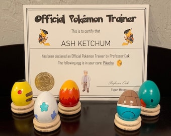 Custom Handpainted Eggs- YOU Can Choose ANY- Official Training Certificate- Made to Order- Gift Set- Easter Gift- Pocket Monster