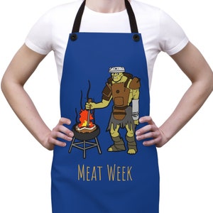 Grahms Meat Week Wasteland geïnspireerde schort - Super Mutant Cooking - Fallout-cadeau
