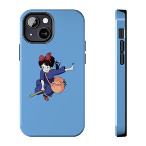Kikis Delivery Service Inspired Phone Case- Studio Ghibli Miyazaki Themed Minimal Jiji on Broom- iPhone, Samsung Galaxy, Multiple Models