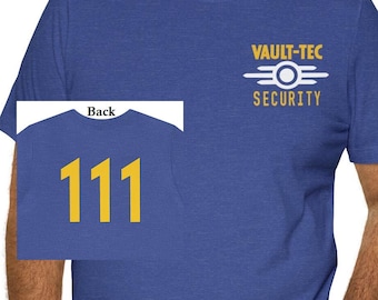 Vault Tec Security Wasteland Inspired Tshirt with Vault Number- Unisex Jersey Short Sleeve Soft Shirt Gift- Gaming Present