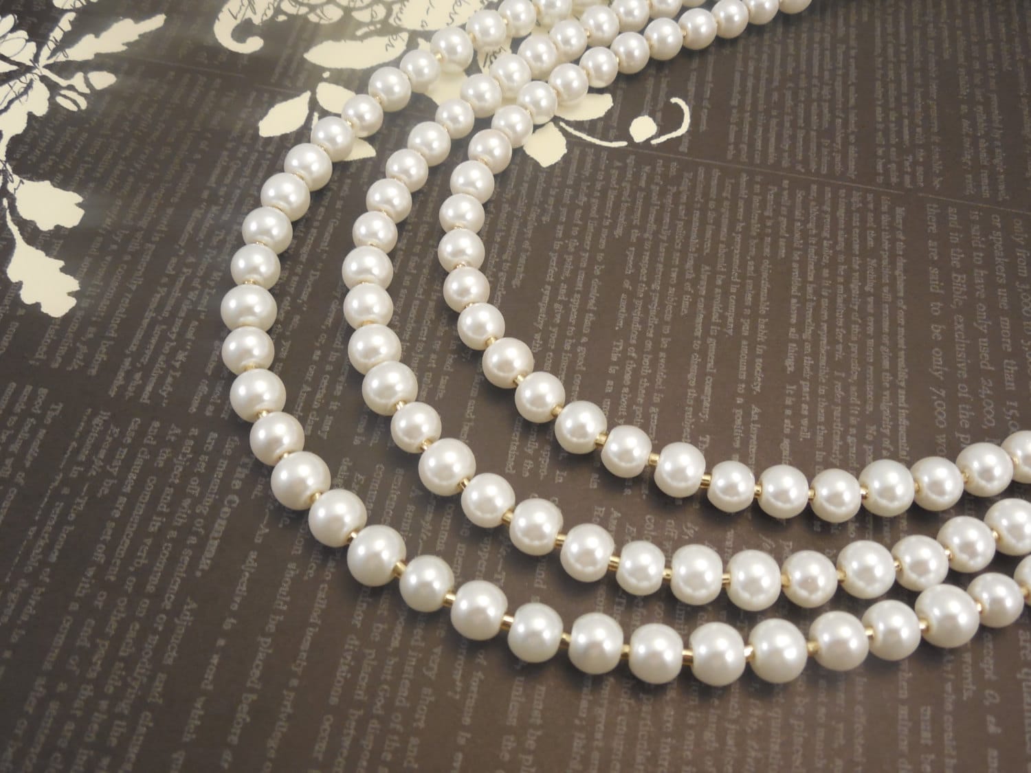 Three Strand Classic Style 6mm White Glass Pearl Necklace - Etsy