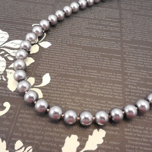 One Strand, Classic Style 8mm Pewter Glass Pearl Necklace