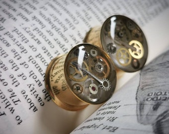 All sizes  Steampunk GOLD tunnel. In sizes 6mm (2g) and above!