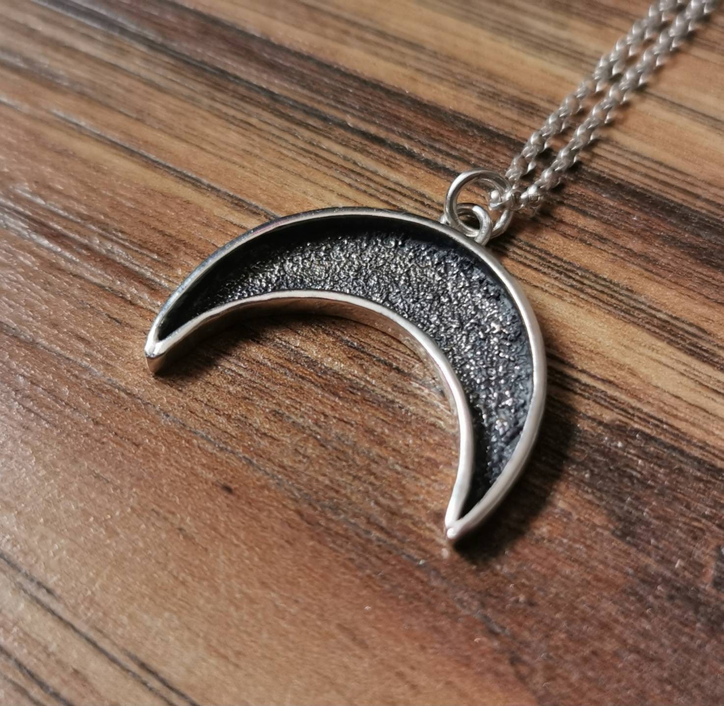 Handmade Sterling Silver Textured Crescent Moon Pendant - Etsy