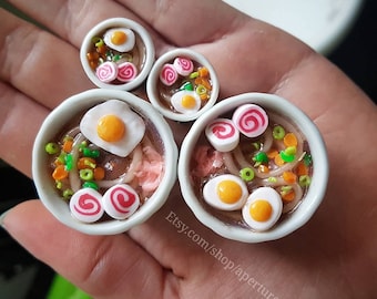 Handmade Ramen Plugs: Polymer Clay Food Jewelry, Stainless Steel Tunnels (pair, 10mm and up)