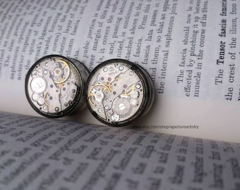 18mm and above  Steampunk steel tunnel clockwork plug FOR PAIR