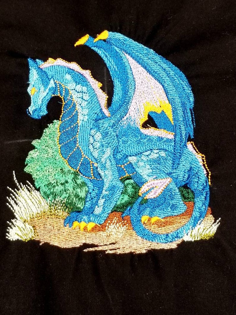 Dragon Embroidered Quilt Block Quilt Square Etsy