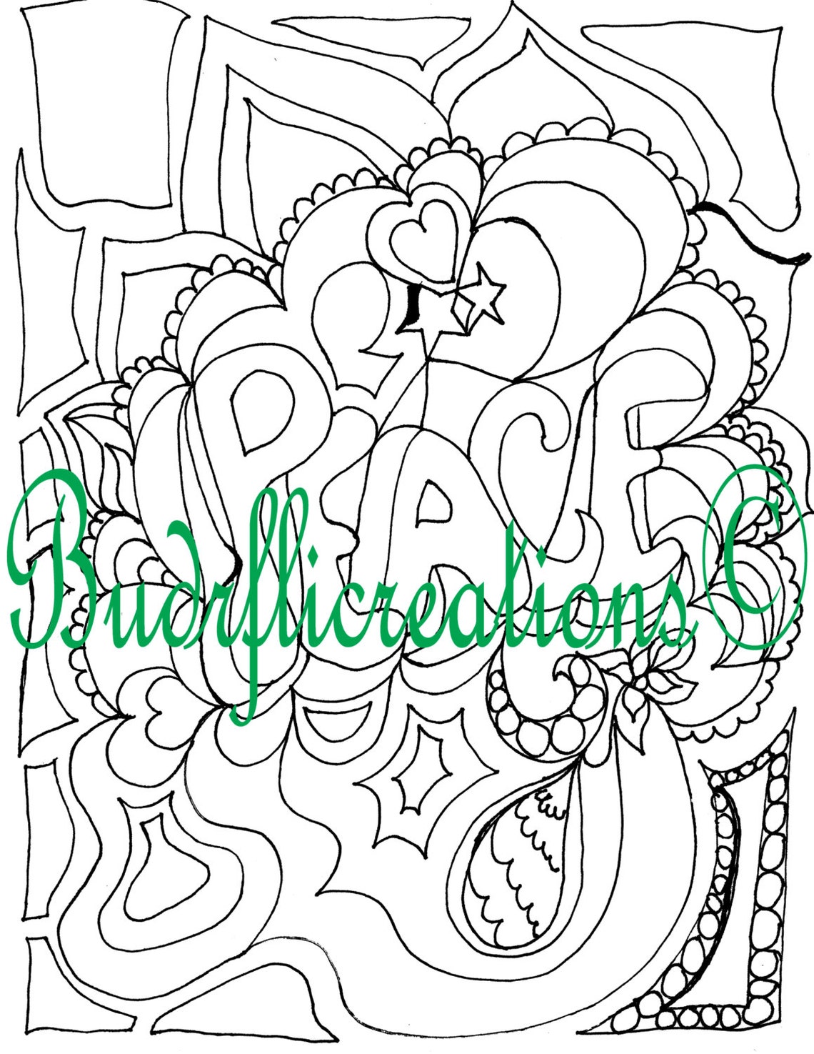 Peace Adult Coloring Page Inspirational Art Instant Downloadable Print ...