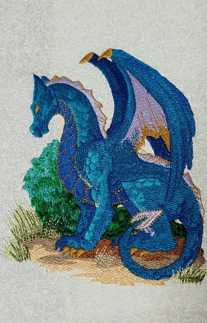 Dragon Embroidered Quilt Block Quilt Square Etsy