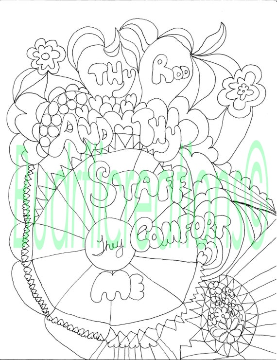 Thy Rod And Thy Staff Comfort Me Psalms 23 Adult Coloring Page Etsy