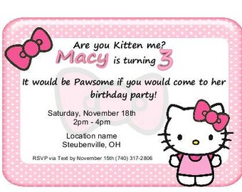 Hello Kitty Birthday Invitation Print it yourself Digital download