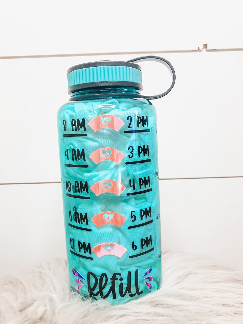 Nurse Water Bottle Tracker Scrubs Rubber Gloves Etsy
