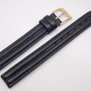 12mm (15/32) 6.75in/17.1cm Regular Length Vintage NOS Seiko Black Genuine Stitched Smooth Padded Leather Watch Band Strap