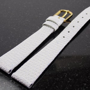 14mm (9/16) 6.75inches/17.1cm Regular Length Vintage NOS Gilden White Genuine Calf Leather Imitation Lizard Watch Band Strap