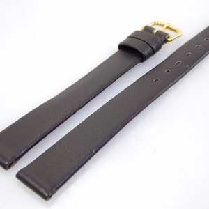 11mm (7/16) 7.25in/18.4cm Long Length Vintage NOS Kalbe Dark Brown Genuine Calf Turned Edge Leather Watch Band Strap Beveled Tip LS820