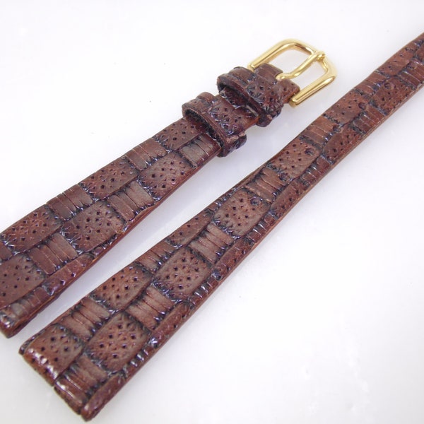 14mm 6.5in/16.5cm Regular Length Vintage NOS Speidel Brown Genuine Weave Leather Watch Band Strap Stk#R20230961BRN