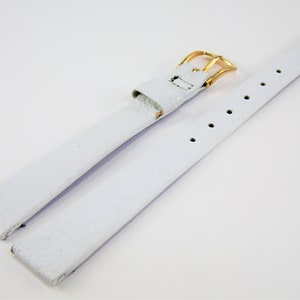 11mm (7/16) 6.5in/16.5cm Regular Length Vintage NOS Speidel White Genuine Calf Leather Gold Buckle Watch Band Strap R6