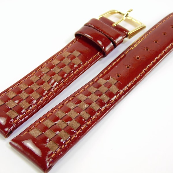 18mm (23/32) 7.5inches/19.1cm Regular Length Vintage NOS Gilden Brown Genuine Stitched Calfskin Leather & Suede Watch Band Strap