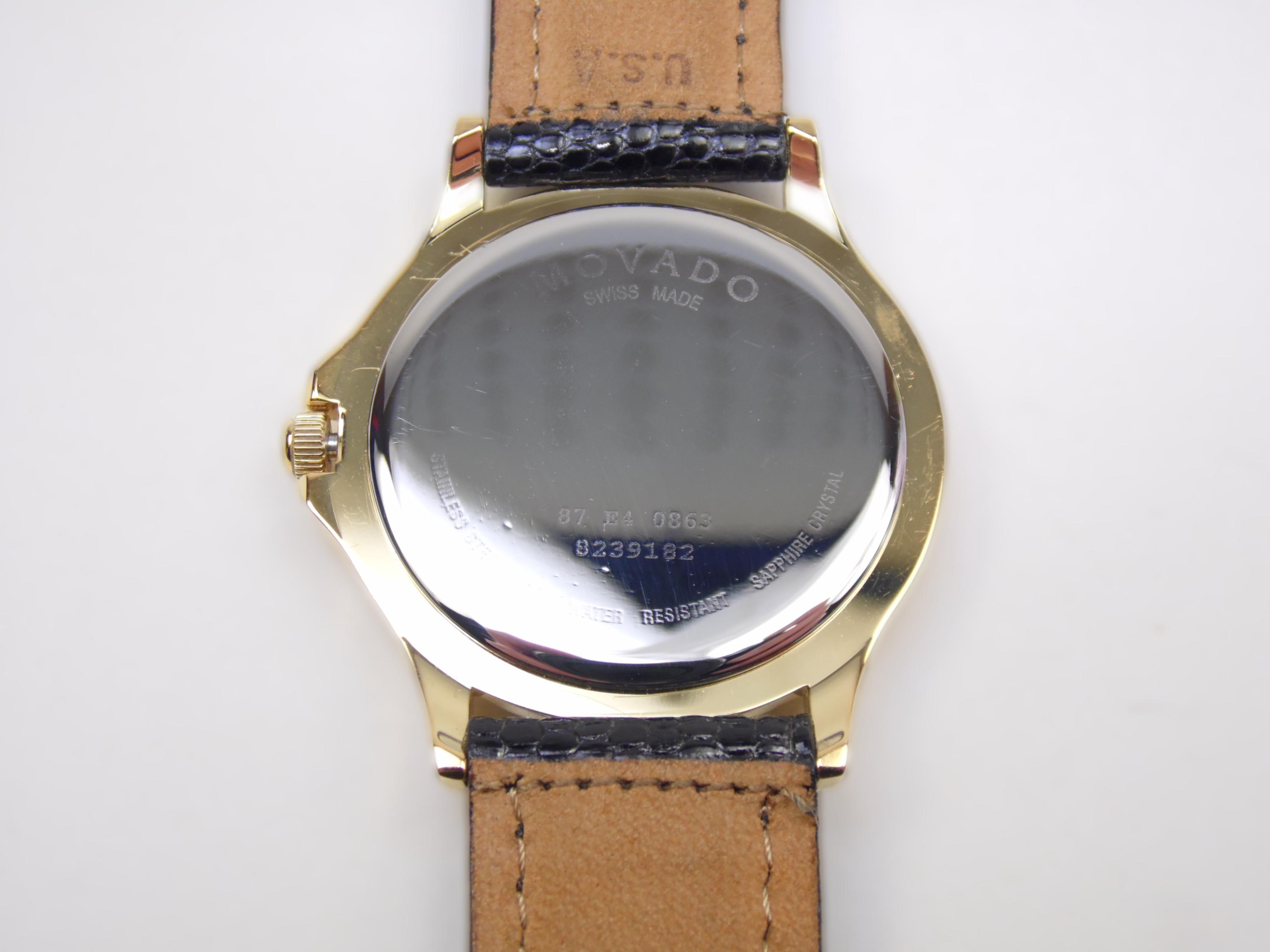 Movado Museum Watch Unisex 18K Gold Plated Case Stainless Back MODEL 87 E4 0863 Vintage Mens Womens Unisex Gold Authentic Movado Museum 87  main image 2