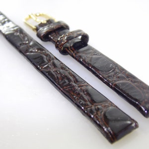 8mm 6.5in/16.5cm Regular Length Vintage Kreisler Dark Brown Genuine Calf Leather Lizard Grain Replacement Watch Strap Band NOS