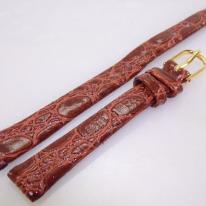 10mm 6.5in/16.5cm Regular Length Vintage Kreisler Red Brown Genuine Calf Leather Lizard Grain Replacement Watch Strap Band NOS