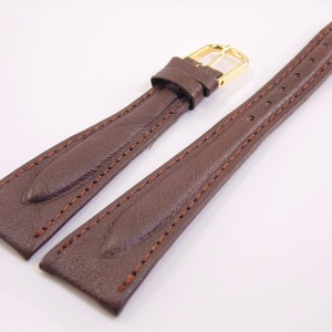 18mm (23/32) 6.5inches/16.5cm Regular Length Vintage NOS Gilden Dark Brown Genuine Stitched Padded Calfskin Leather Watch Band Strap