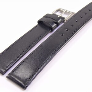 16mm (5/8) 7.5in/19.1cm Long Length Vintage NOS Black Genuine Stitched Leather Watch Band Strap