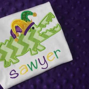 Mardi Gras Alligator Appliqued Shirt image 1