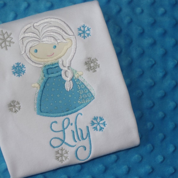 Little Elsa Appliqued Shirt- Personalized