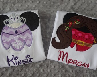 Princess Elena of Avalor or Sofia the First Mouse Ears Appliquéd Shirts or Onesies-- Family Vacation Shirts