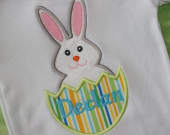 Easter Bunny in Egg Appliquéd Shirt- Personalized