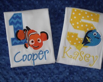 Nemo, Dory, or Squirt Birthday Appliqued Shirt or Onesie