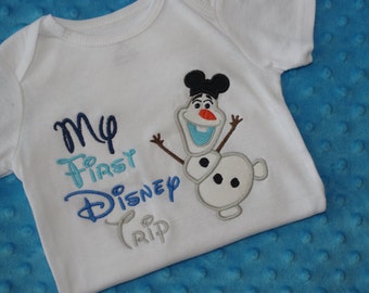 Olaf or Elsa My First Disney Trip Appliquéd Shirt