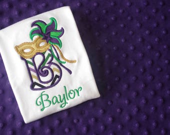 Mardi Gras Initial Appliqued Shirt