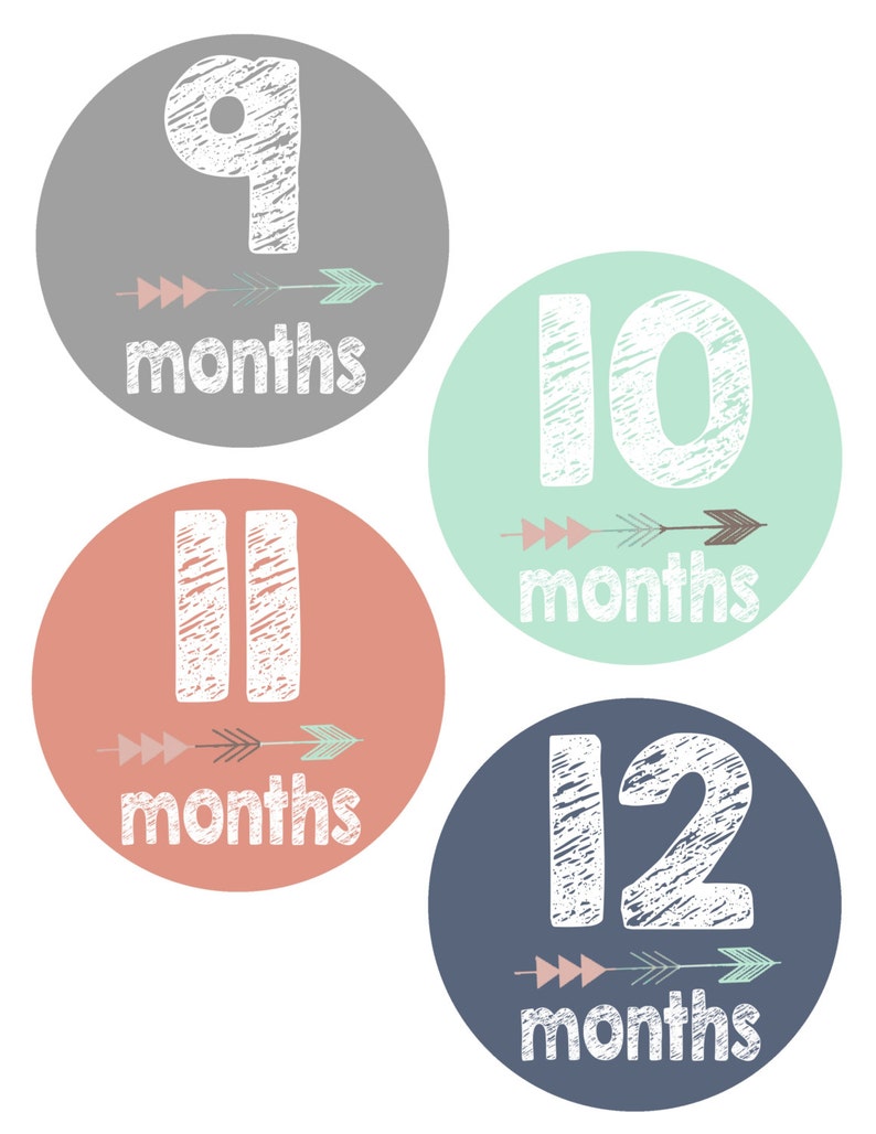 Monthly Baby Stickers, Baby Photo Props, Baby Monthly Milestone Cards for First Year, Milestone Stickers, Black and White, Floral image 3