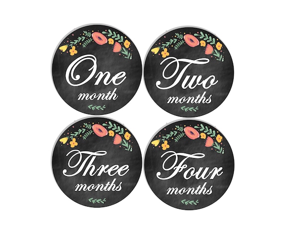 Printable Milestone Month Stickers, Monthly Baby Stickers, Baby Age  Stickers, Gift for New Moms, Chalkboard Floral, Digital, PDF 