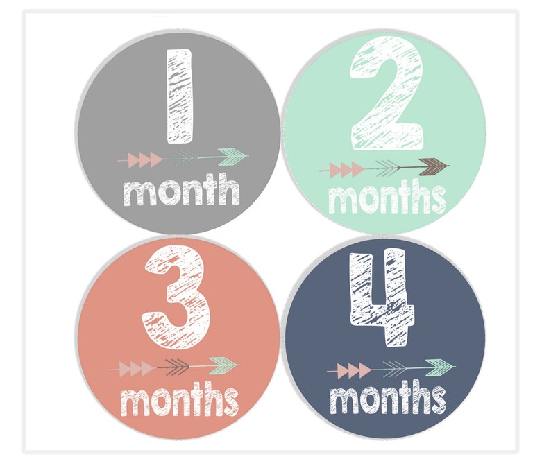 Monthly Baby Stickers, Baby Photo Props, Baby Monthly Milestone Cards for First Year, Milestone Stickers, Black and White, Floral image 1